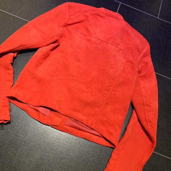 H&M Red Suede Biker Jacket - Picture 6 of 9